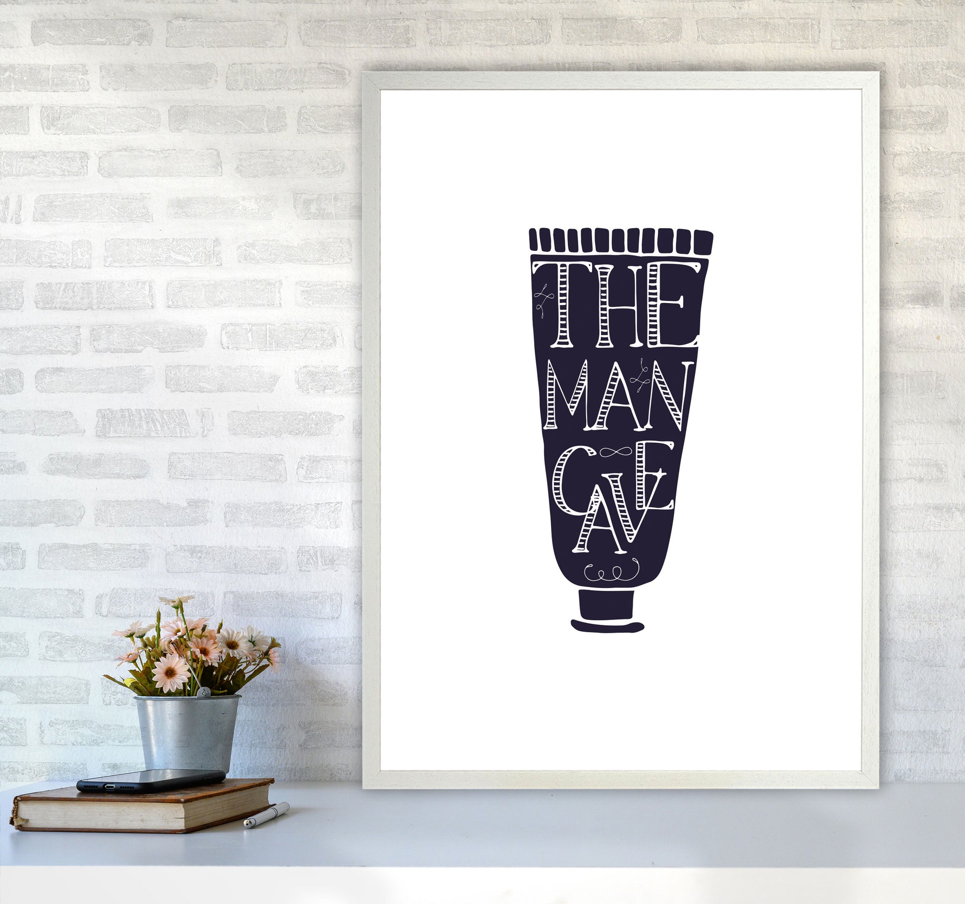 The Man Cave 1 Modern Print, Framed Bathroom Wall Art A1 Oak Frame