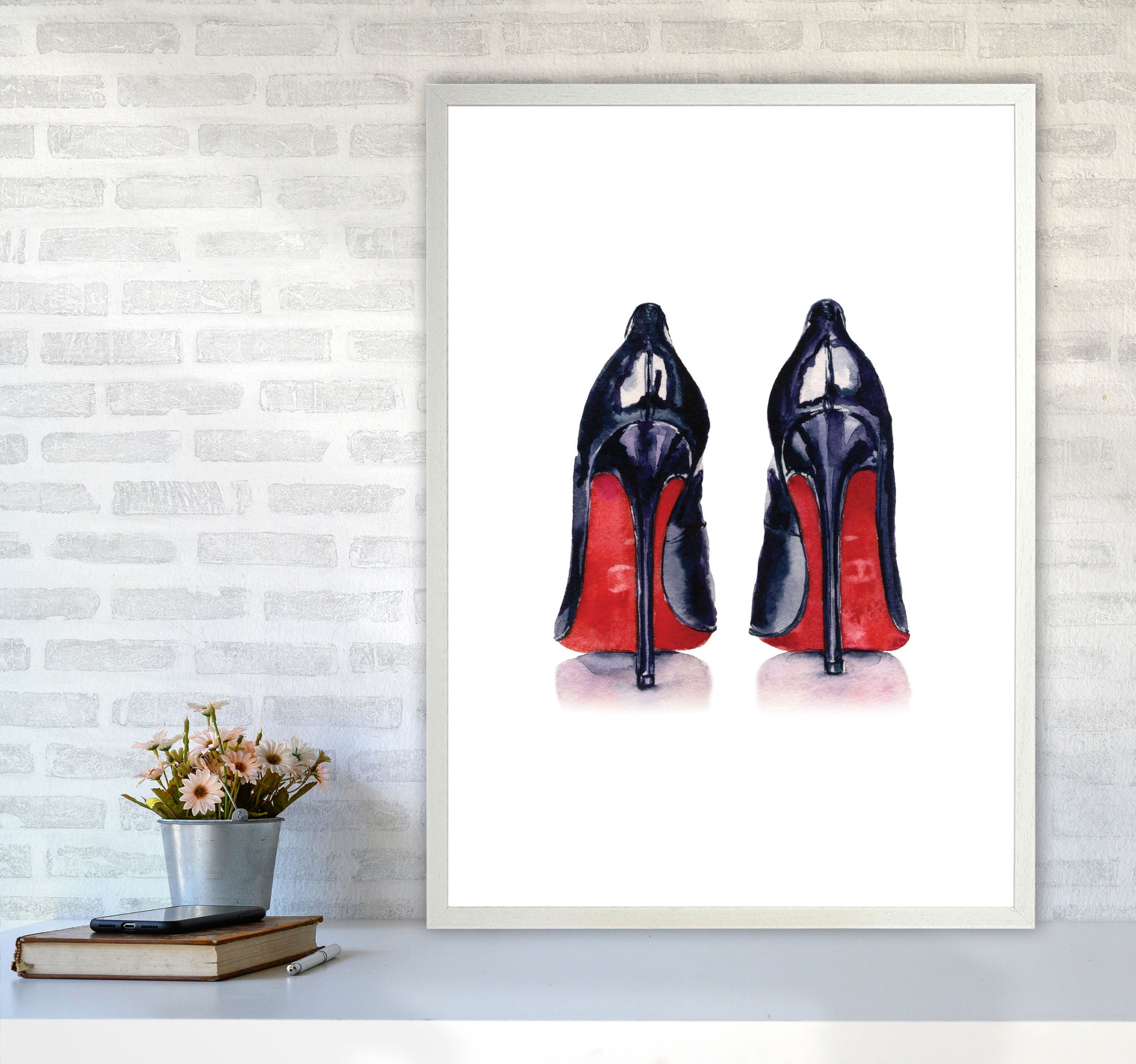 Black High Heels Modern Print A1 Oak Frame