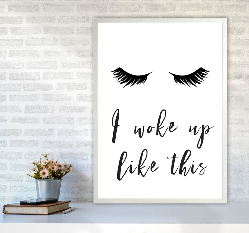 I Woke Up Like This Lashes Framed Typography Wall Art Print A1 Oak Frame