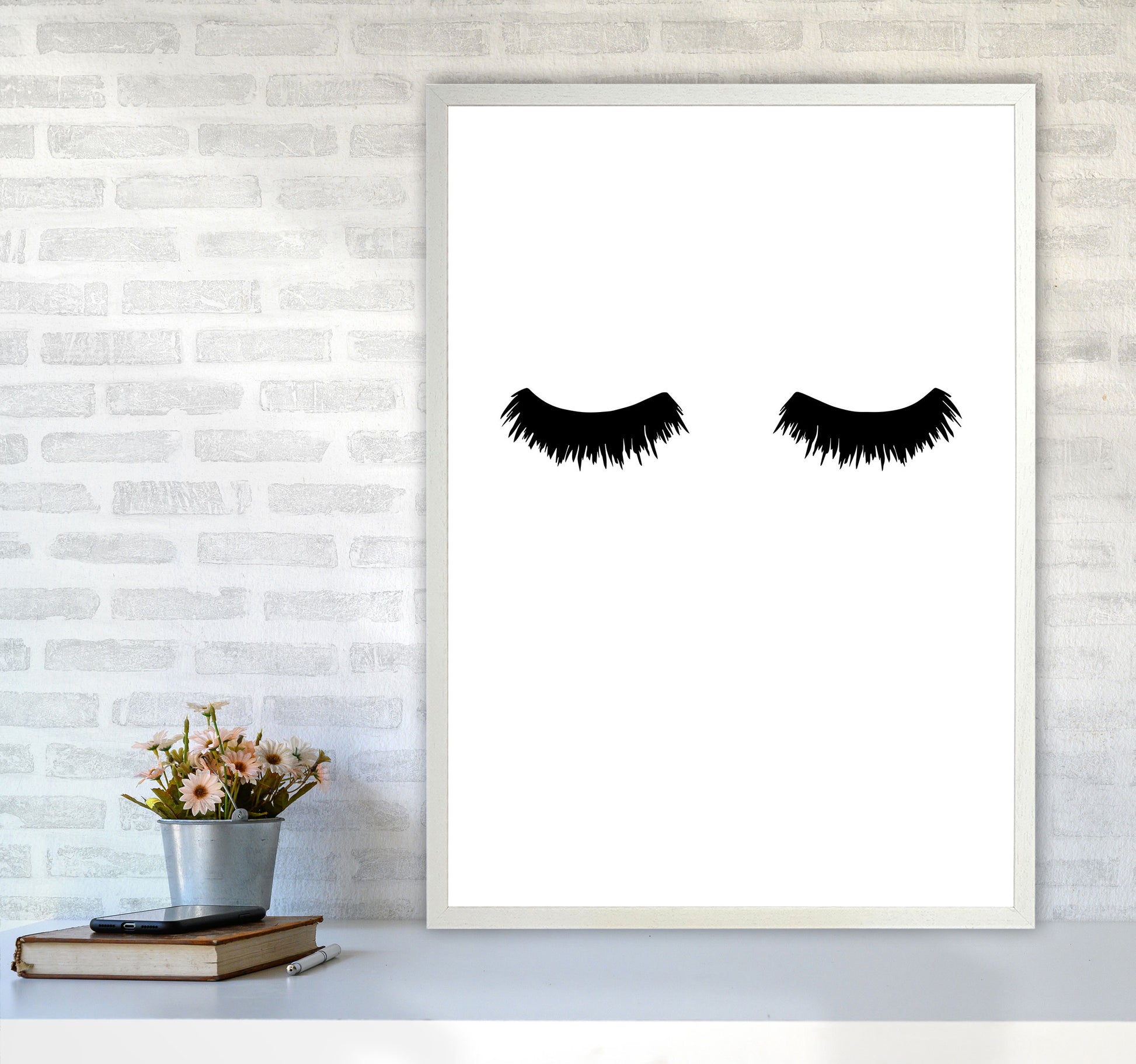 Lashes Modern Print A1 Oak Frame
