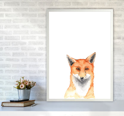 Forest Friends, Fox Modern Print Animal Art Print A1 Oak Frame