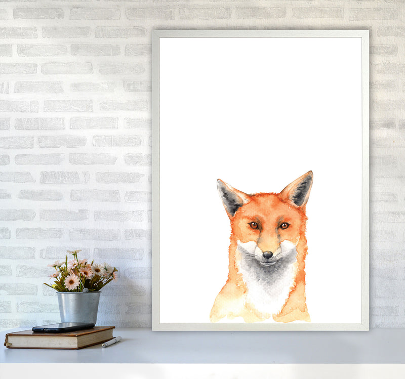 Forest Friends, Fox Modern Print Animal Art Print A1 Oak Frame