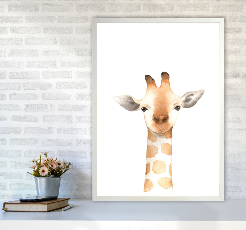 Forest Friends, Cute Giraffe Modern Print Animal Art Print A1 Oak Frame