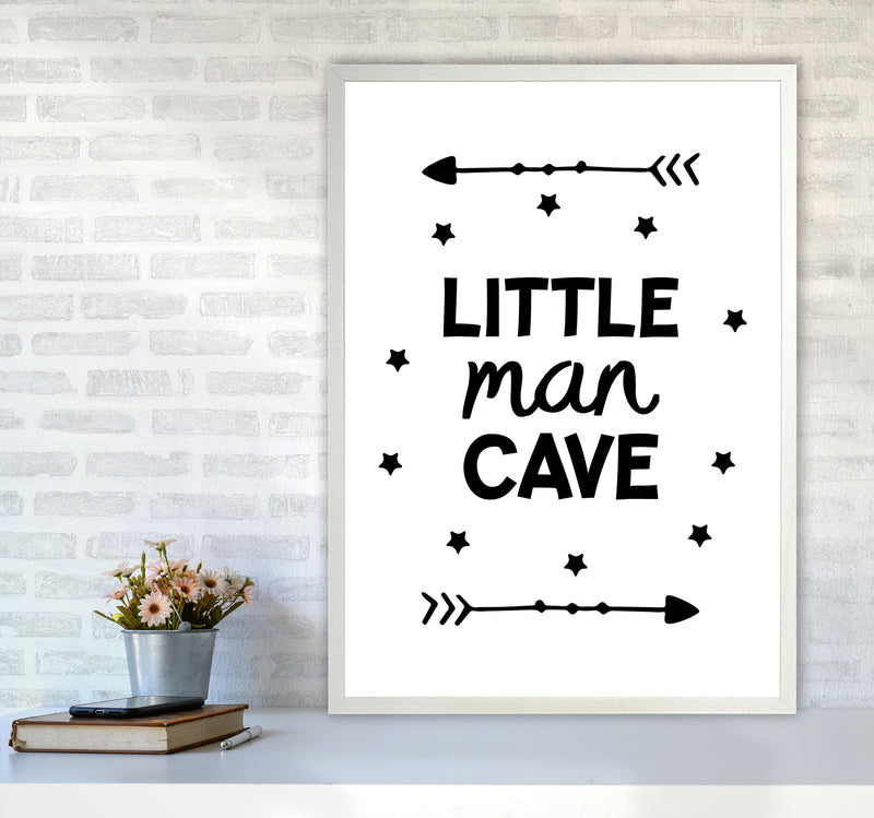 Little Man Cave Black Arrows Framed Nursey Wall Art Print A1 Oak Frame