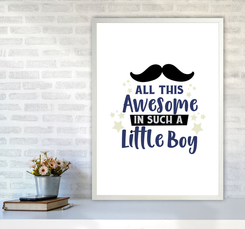 All This Awesome In Such A Little Boy Print, Nursey Wall Art Poster A1 Oak Frame