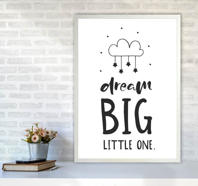 Dream Big Little One Black Framed Nursey Wall Art Print A1 Oak Frame