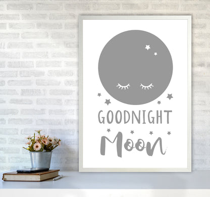 Goodnight Moon Grey Framed Nursey Wall Art Print A1 Oak Frame