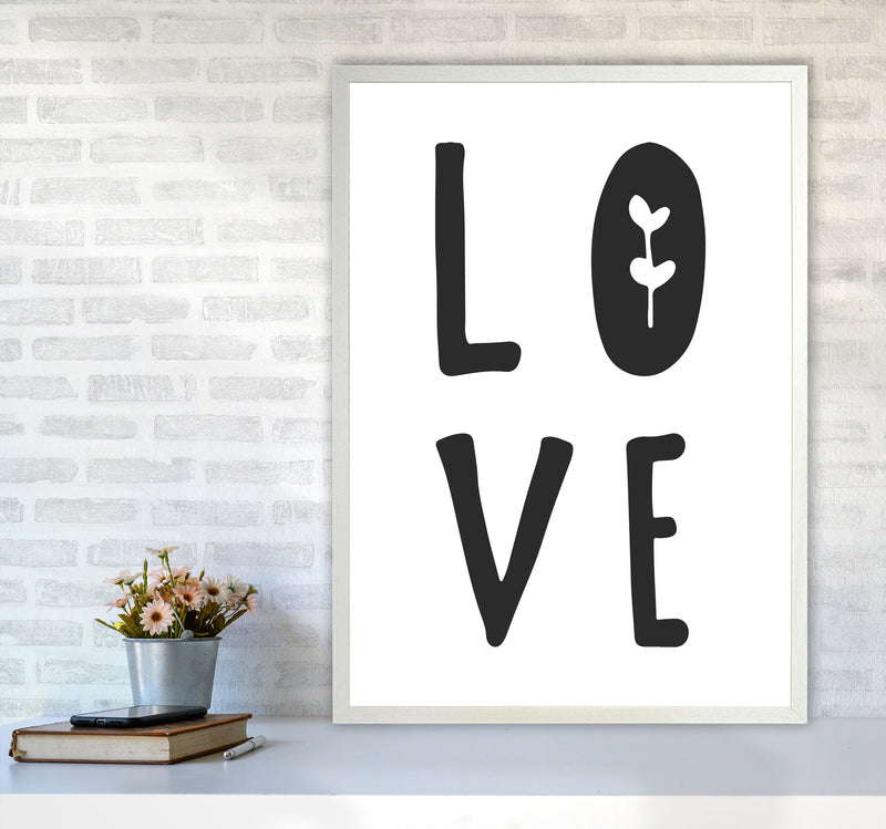 Love Black Framed Typography Wall Art Print A1 Oak Frame