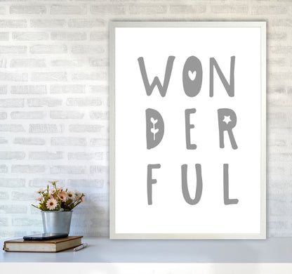 Wonderful Grey Framed Nursey Wall Art Print A1 Oak Frame