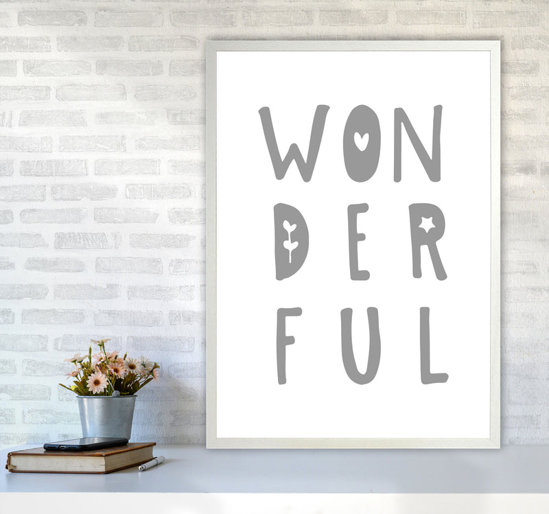 Wonderful Grey Framed Nursey Wall Art Print A1 Oak Frame