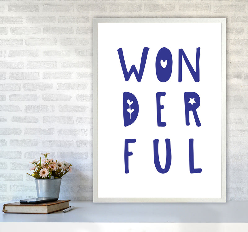 Wonderful Navy Framed Nursey Wall Art Print A1 Oak Frame
