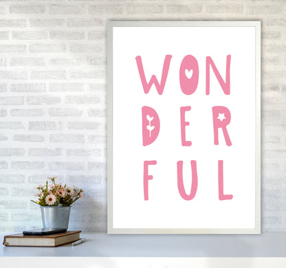 Wonderful Pink Framed Nursey Wall Art Print A1 Oak Frame