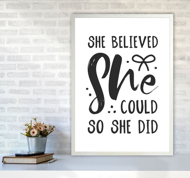 She Believed She Could So She Did Black Modern Print A1 Oak Frame