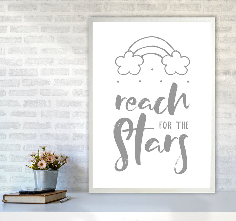 Reach For The Stars Grey Modern Print A1 Oak Frame