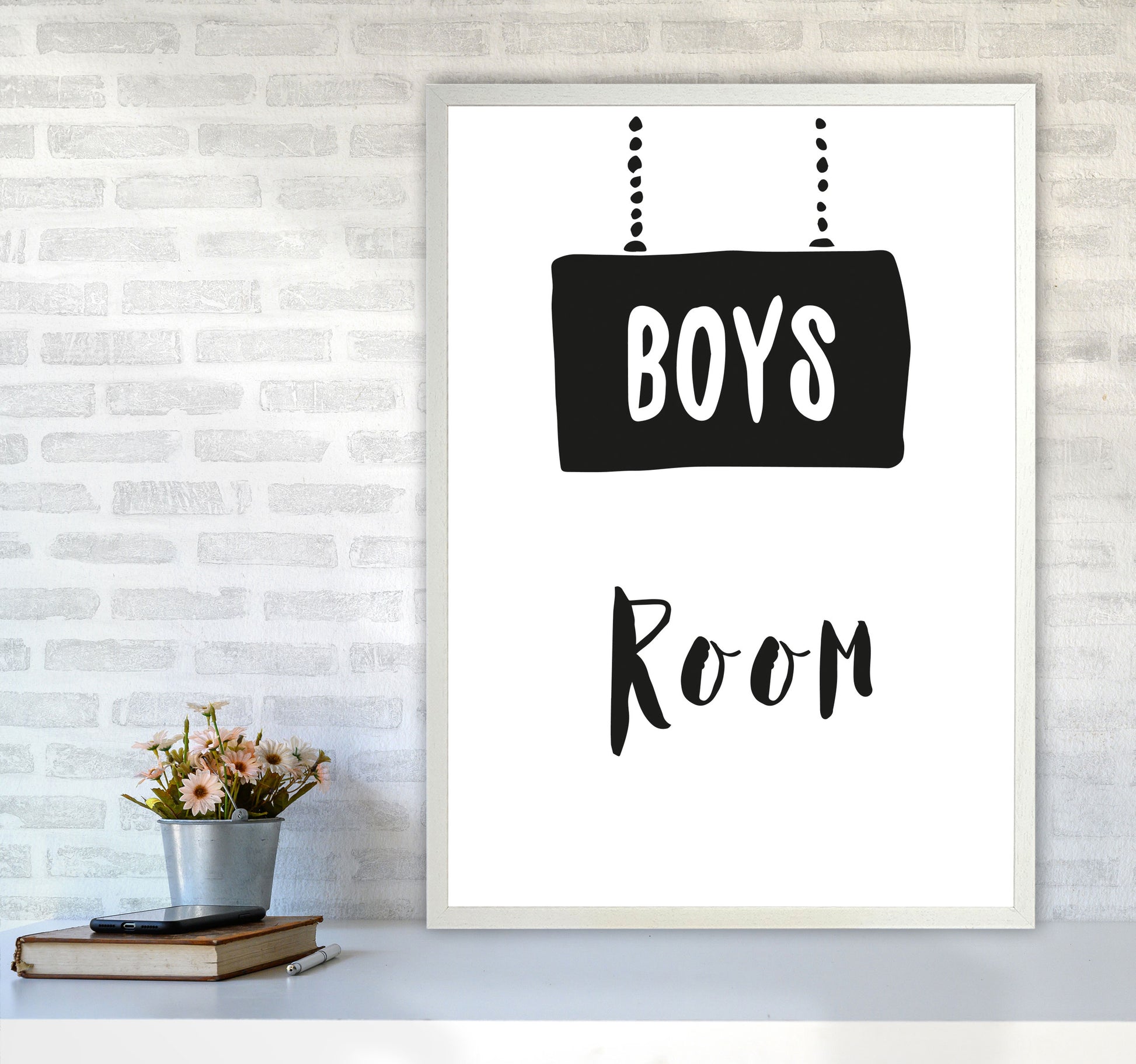 Boys Room Black Framed Nursey Wall Art Print A1 Oak Frame