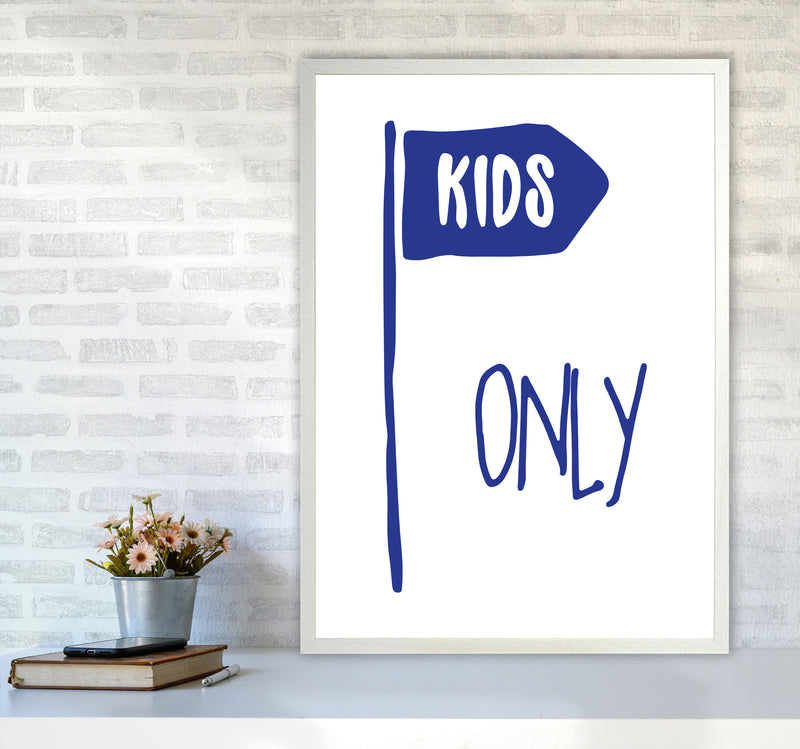 Kids Only Navy Framed Nursey Wall Art Print A1 Oak Frame
