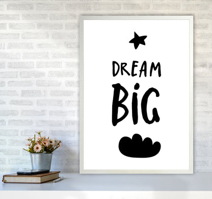 Dream Big Black Framed Typography Wall Art Print A1 Oak Frame