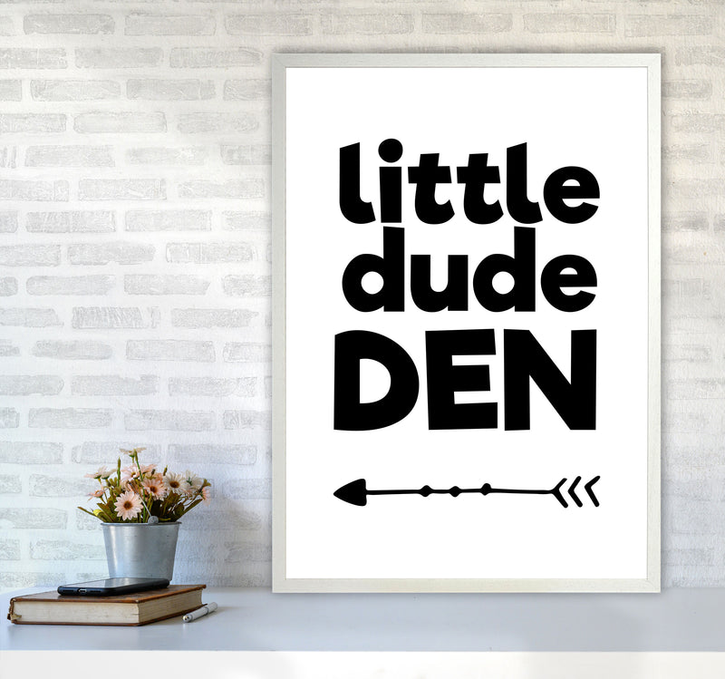 Little Dude Den Black Framed Nursey Wall Art Print A1 Oak Frame