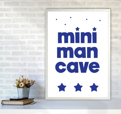Mini Man Cave Navy Framed Nursey Wall Art Print A1 Oak Frame