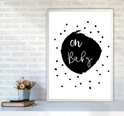 Oh Baby Black Framed Typography Wall Art Print A1 Oak Frame