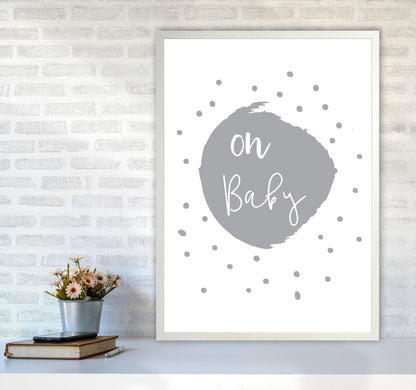 Oh Baby Grey Framed Typography Wall Art Print A1 Oak Frame