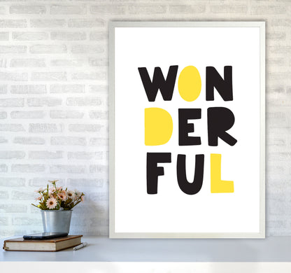 Wonderful Black And Yellow Framed Nursey Wall Art Print A1 Oak Frame