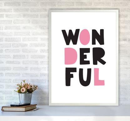 Wonderful Black And Pink Framed Nursey Wall Art Print A1 Oak Frame
