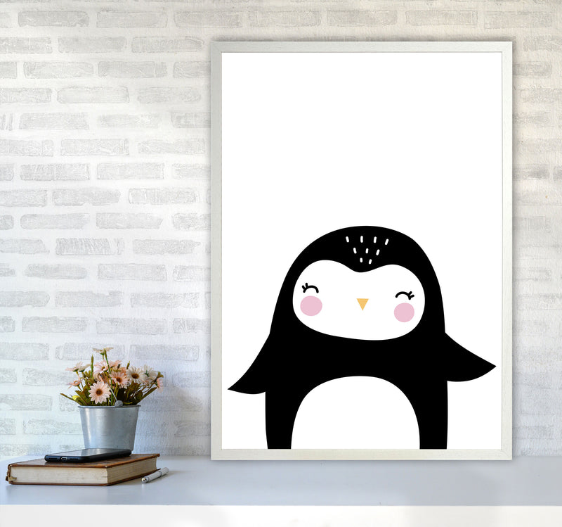 Penguin Modern Print Animal Art Print A1 Oak Frame
