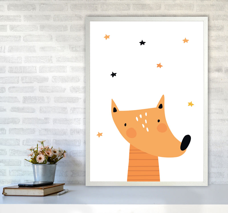 Scandi Fox Framed Nursey Wall Art Print A1 Oak Frame