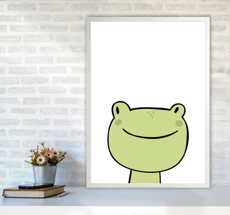 Scandi Frog Framed Nursey Wall Art Print A1 Oak Frame