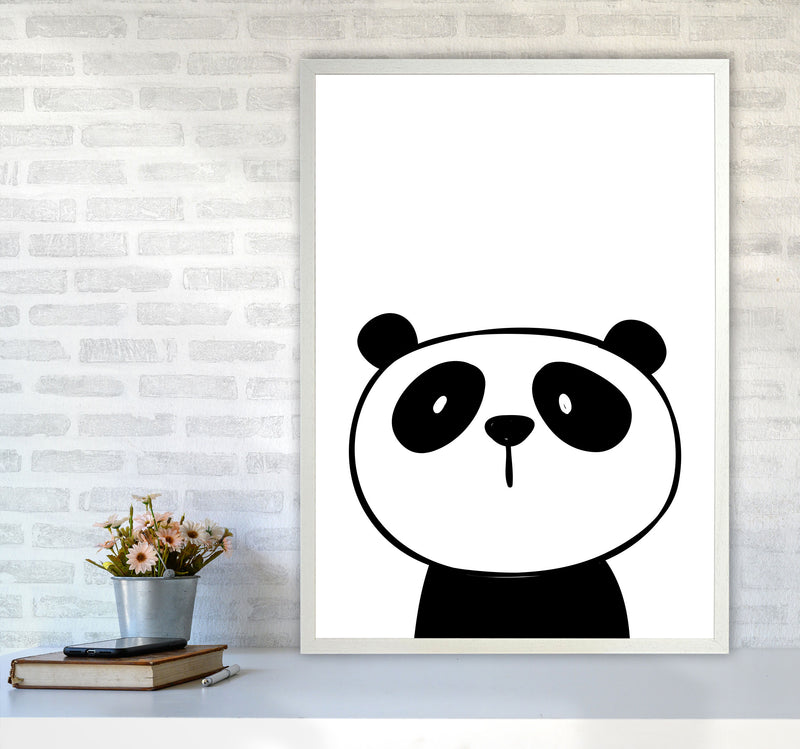 Scandi Panda Framed Nursey Wall Art Print A1 Oak Frame