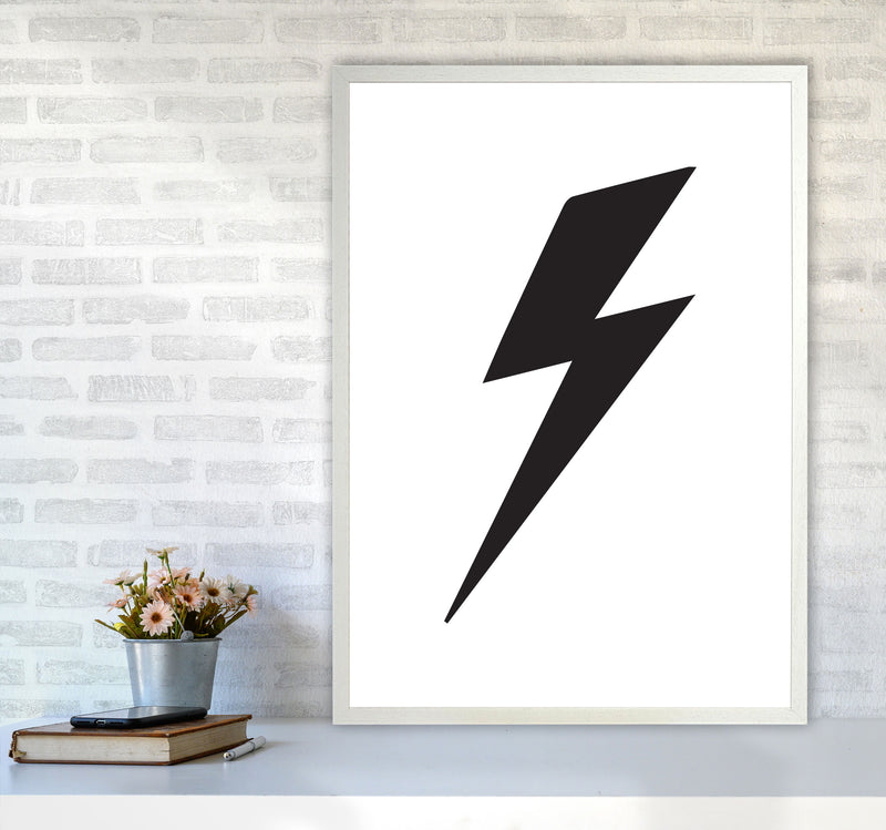 Lightning Bolt Framed Nursey Wall Art Print A1 Oak Frame