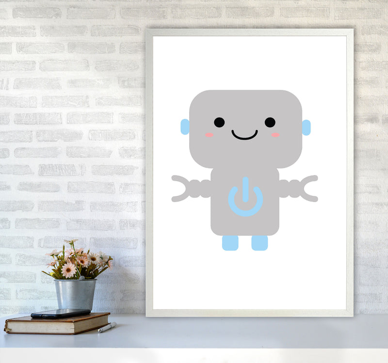 Robot Framed Nursey Wall Art Print A1 Oak Frame