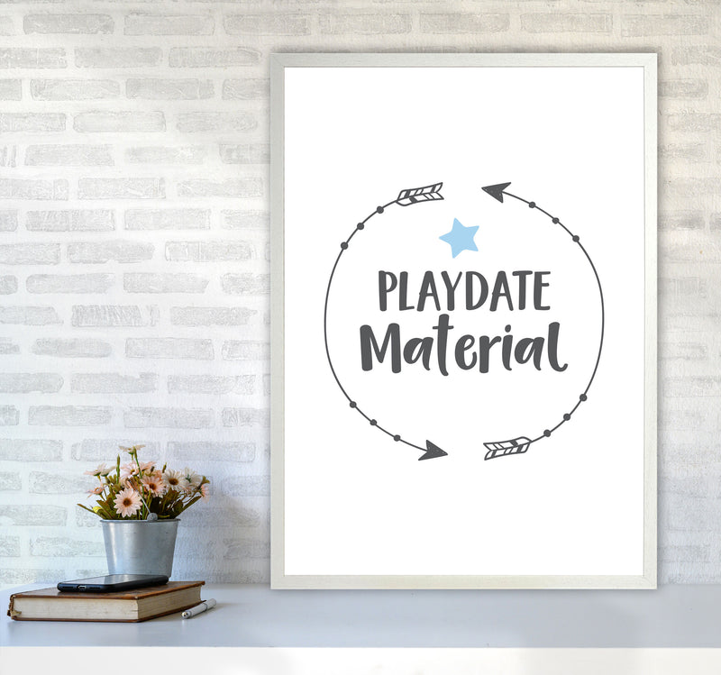 Playdate Material Framed Typography Wall Art Print A1 Oak Frame