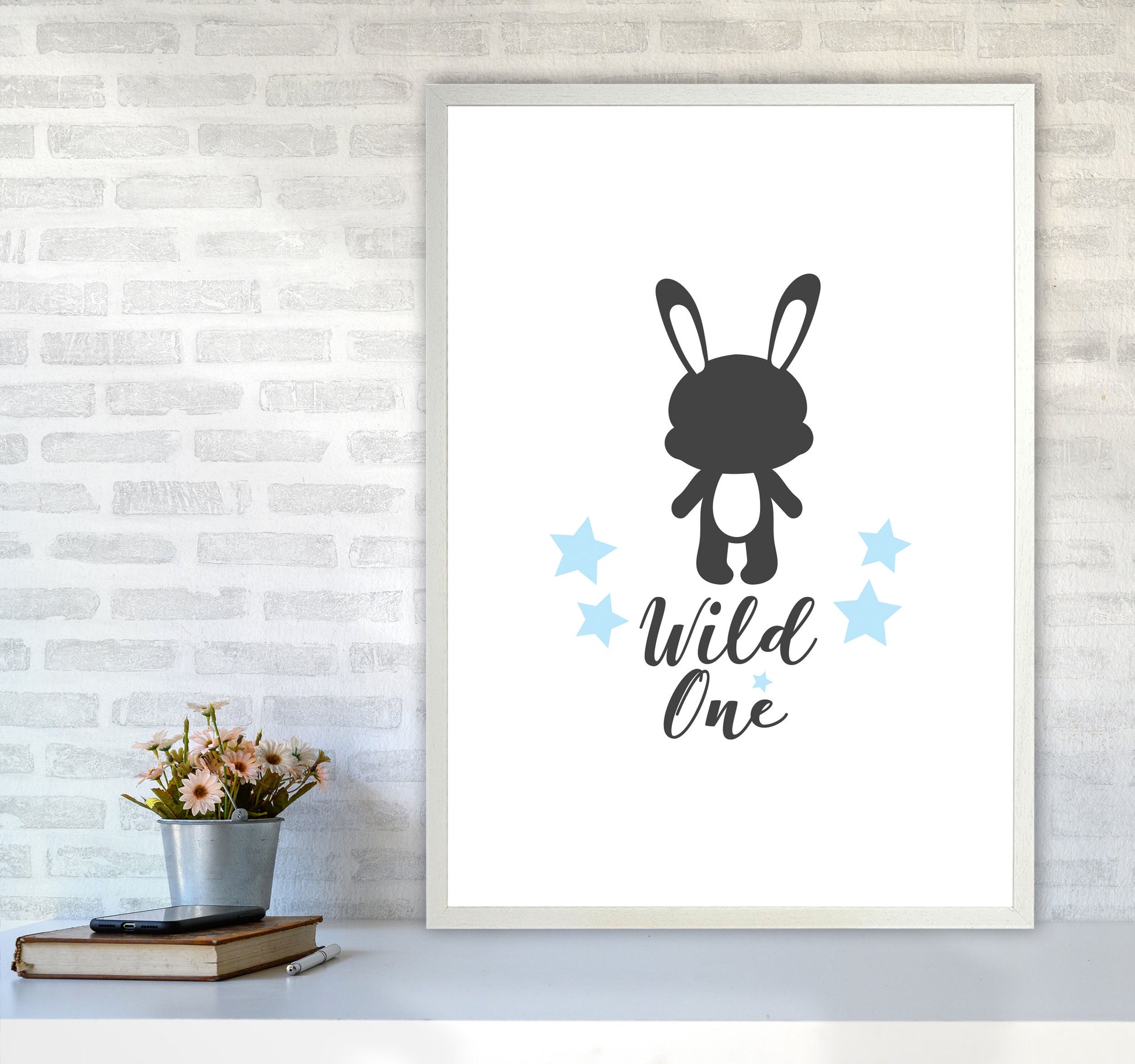 Wild One Framed Nursey Wall Art Print A1 Oak Frame