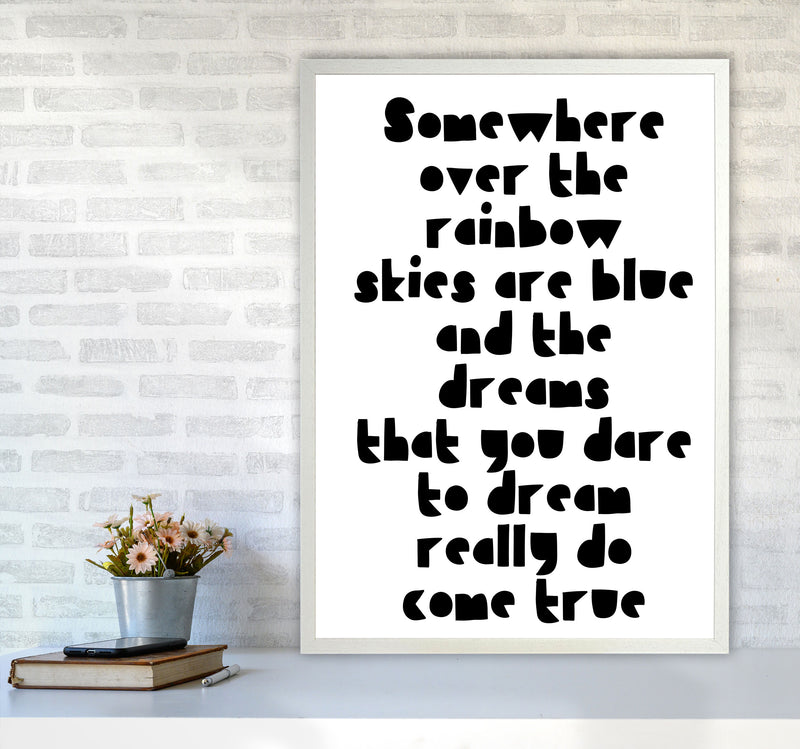 Somewhere Over The Rainbow Black Modern Print A1 Oak Frame