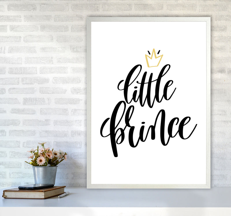 Little Prince Gold Crown Framed Nursey Wall Art Print A1 Oak Frame