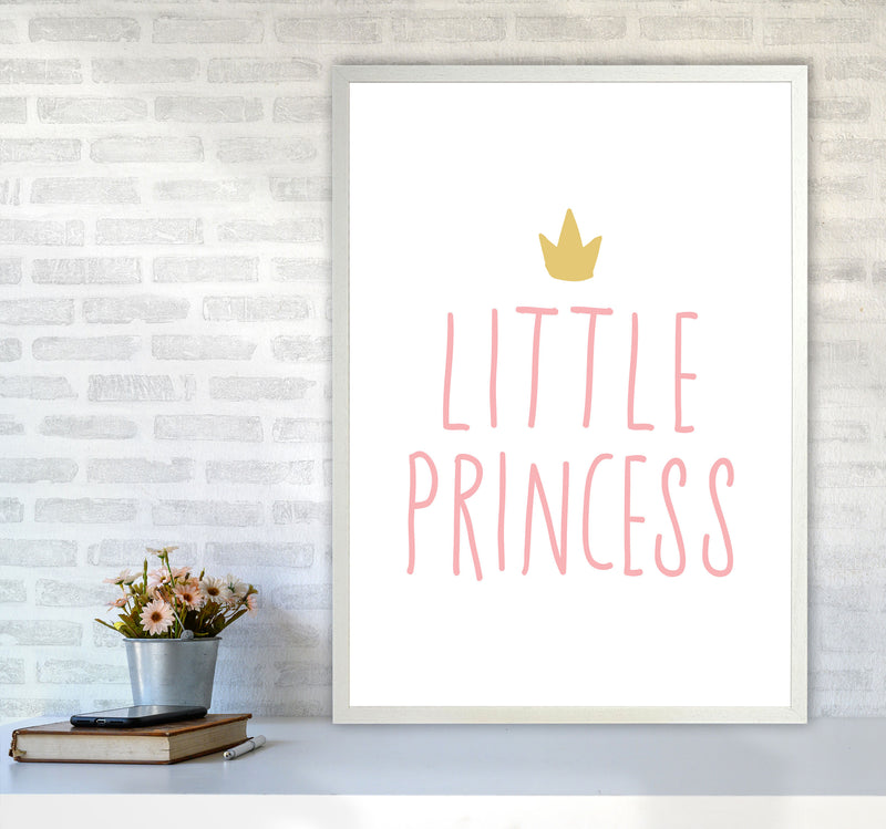 Little Princess Pink And Gold Framed Nursey Wall Art Print A1 Oak Frame