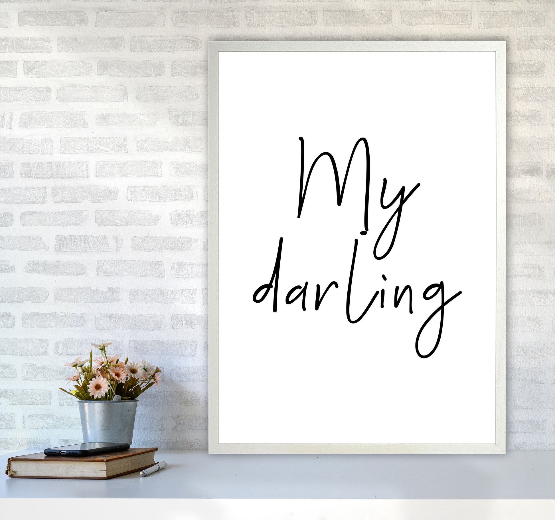 My Darling Framed Typography Wall Art Print A1 Oak Frame