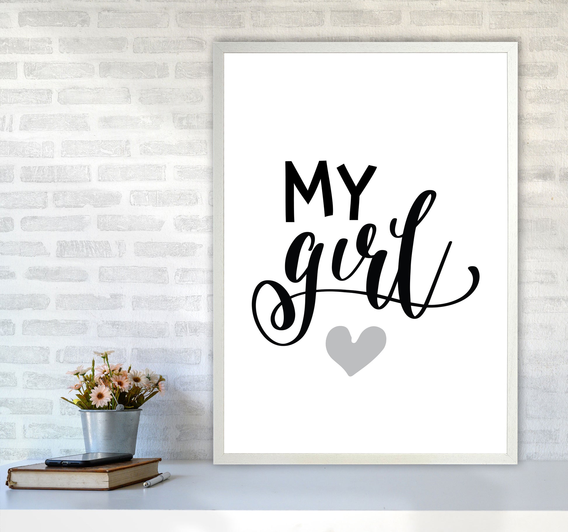 My Girl Black Framed Nursey Wall Art Print A1 Oak Frame