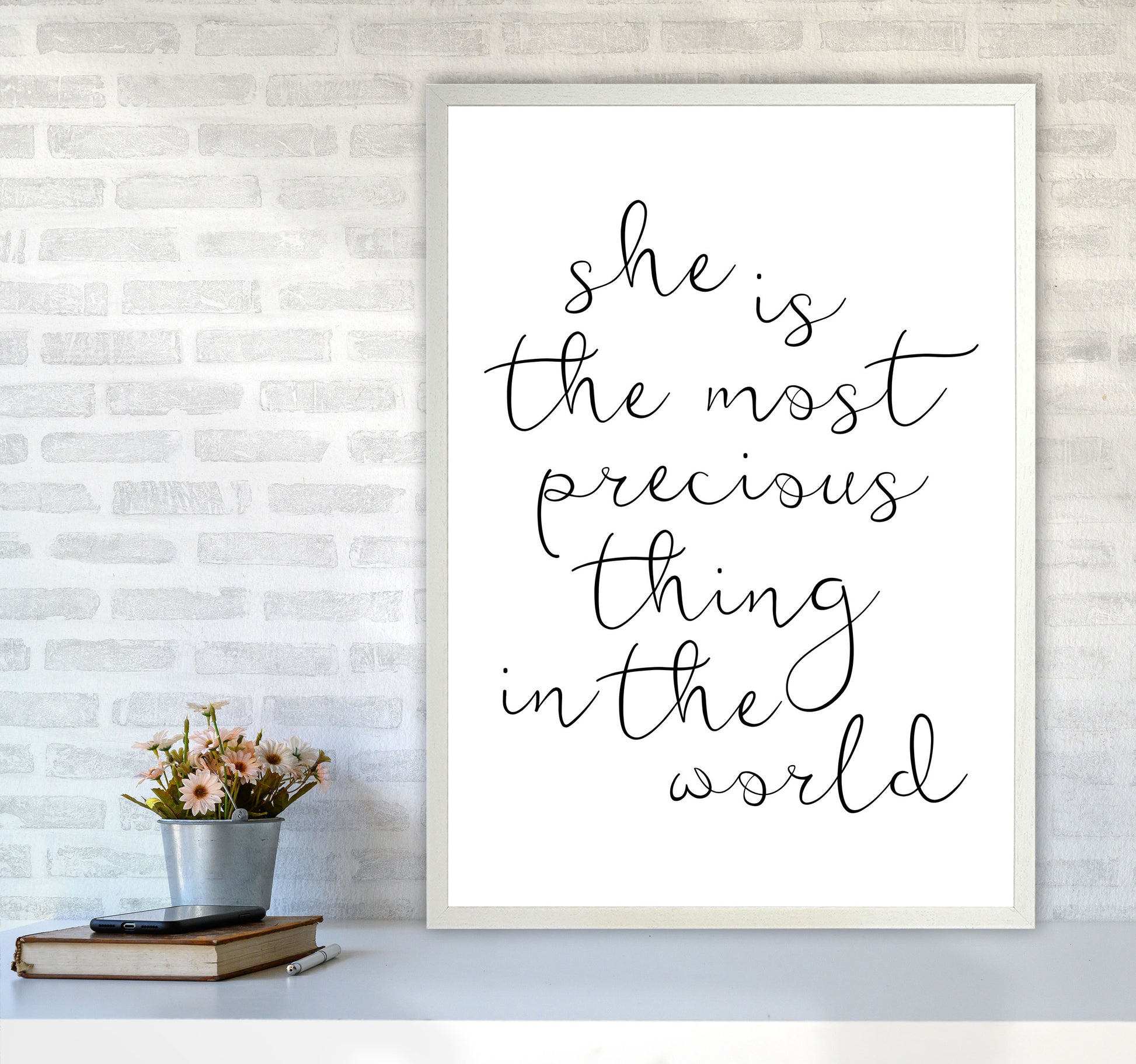 She Is The Most Precious Thing Black Modern Print A1 Oak Frame