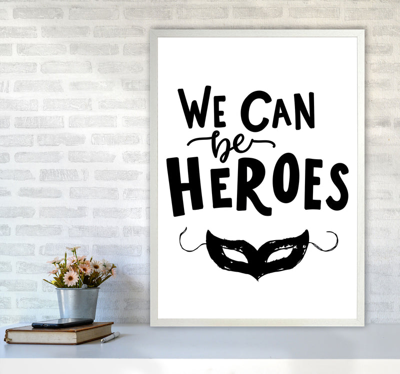 We Can Be Heroes Framed Nursey Wall Art Print A1 Oak Frame