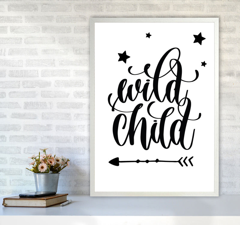Wild Child Black Framed Nursey Wall Art Print A1 Oak Frame