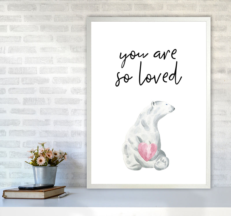 Polar Bear You Are So Loved Framed Nursey Wall Art Print A1 Oak Frame