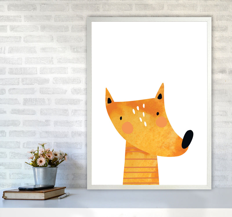 Scandi Fox Watercolour Framed Nursey Wall Art Print A1 Oak Frame