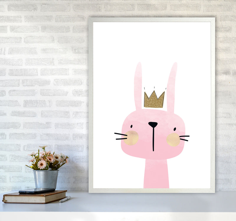 Scandi Bunny Watercolour Framed Nursey Wall Art Print A1 Oak Frame