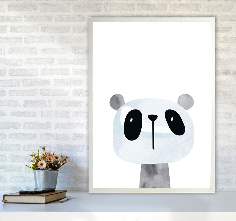 Scandi Panda Watercolour Framed Nursey Wall Art Print A1 Oak Frame