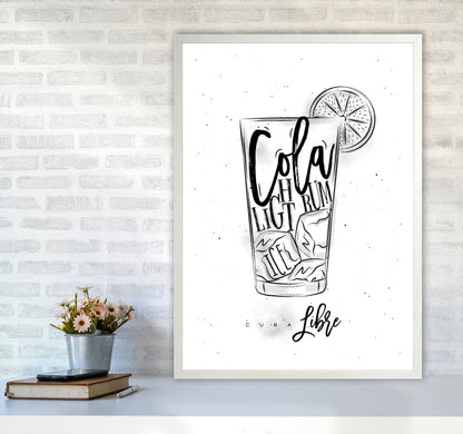 Cuba Libre Cocktail Modern Print, Framed Kitchen Wall Art A1 Oak Frame