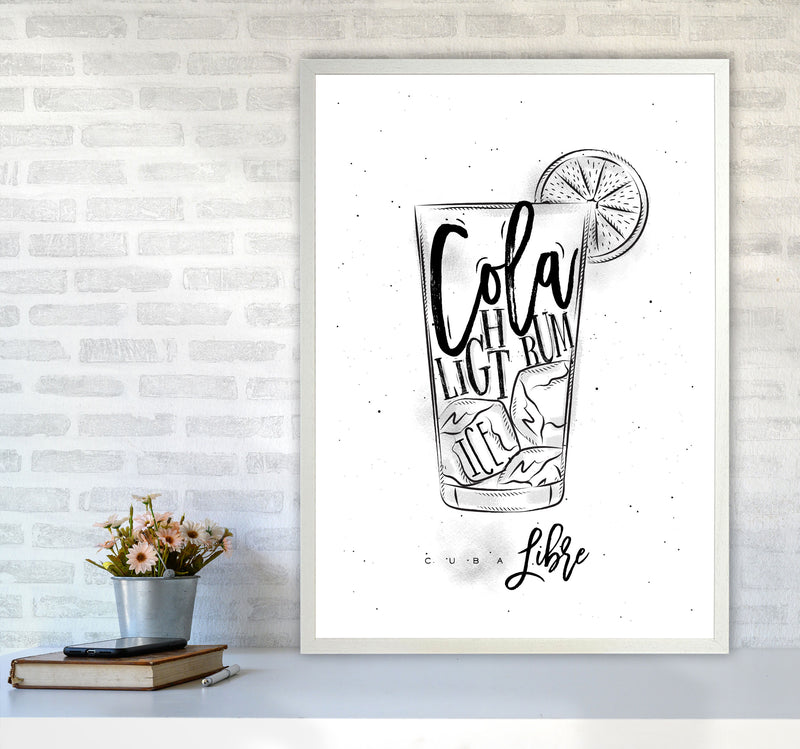 Cuba Libre Cocktail Modern Print, Framed Kitchen Wall Art A1 Oak Frame