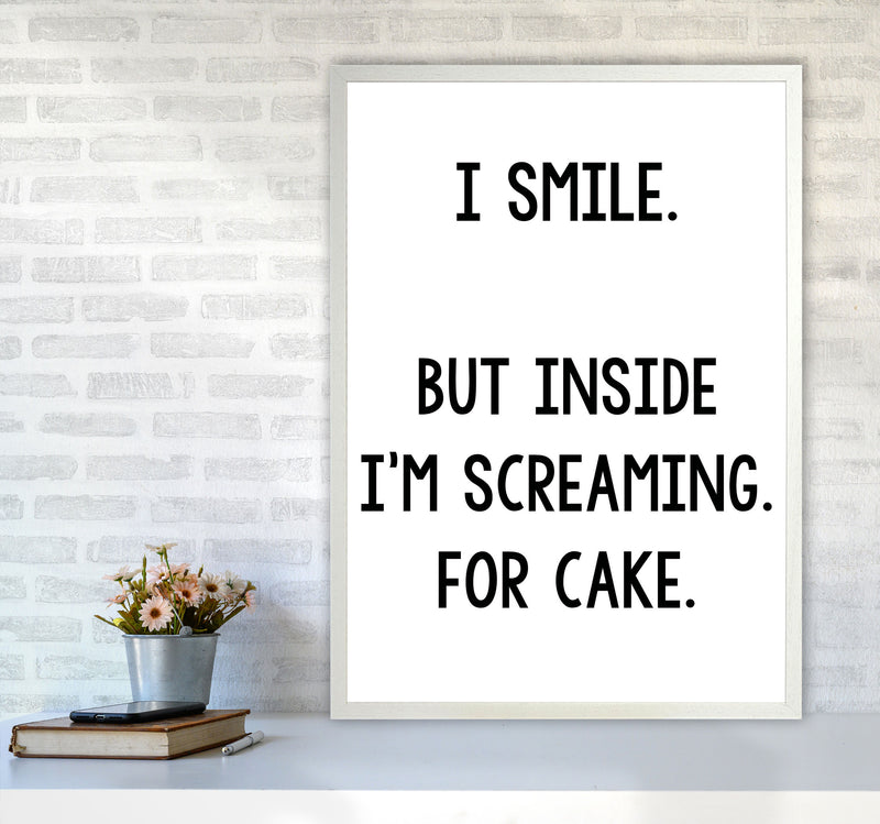 Screaming For Cake Modern Print, Framed Kitchen Wall Art A1 Oak Frame